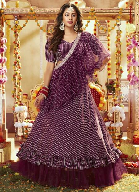 Majenta Colour SHREEMATEE Festive Wear Designer Heavy Georgette Lahenga Choli Collection 117